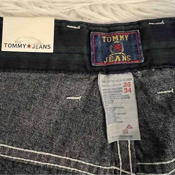 Vintage NWt Tommy jeans new old stock sz 36x34 dk wash Tartan Denim button fly - Picture 7 of 8